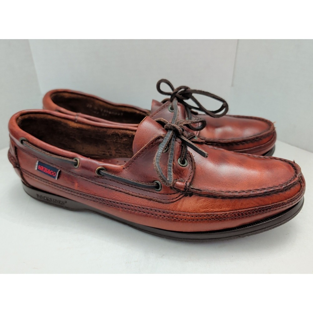 Vintage Sebago Docksides Men's 10 M Brown Leather Boat Shoes Loafers USA Made